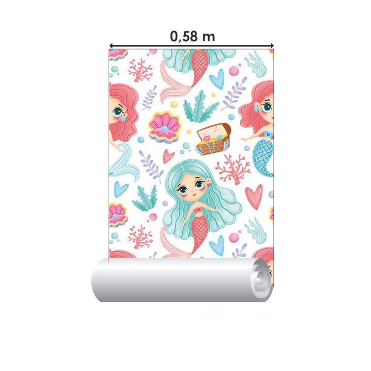 Zoomie Kids Childlike Mermaids Peel & Stick Wallpaper N015027 Wayfair